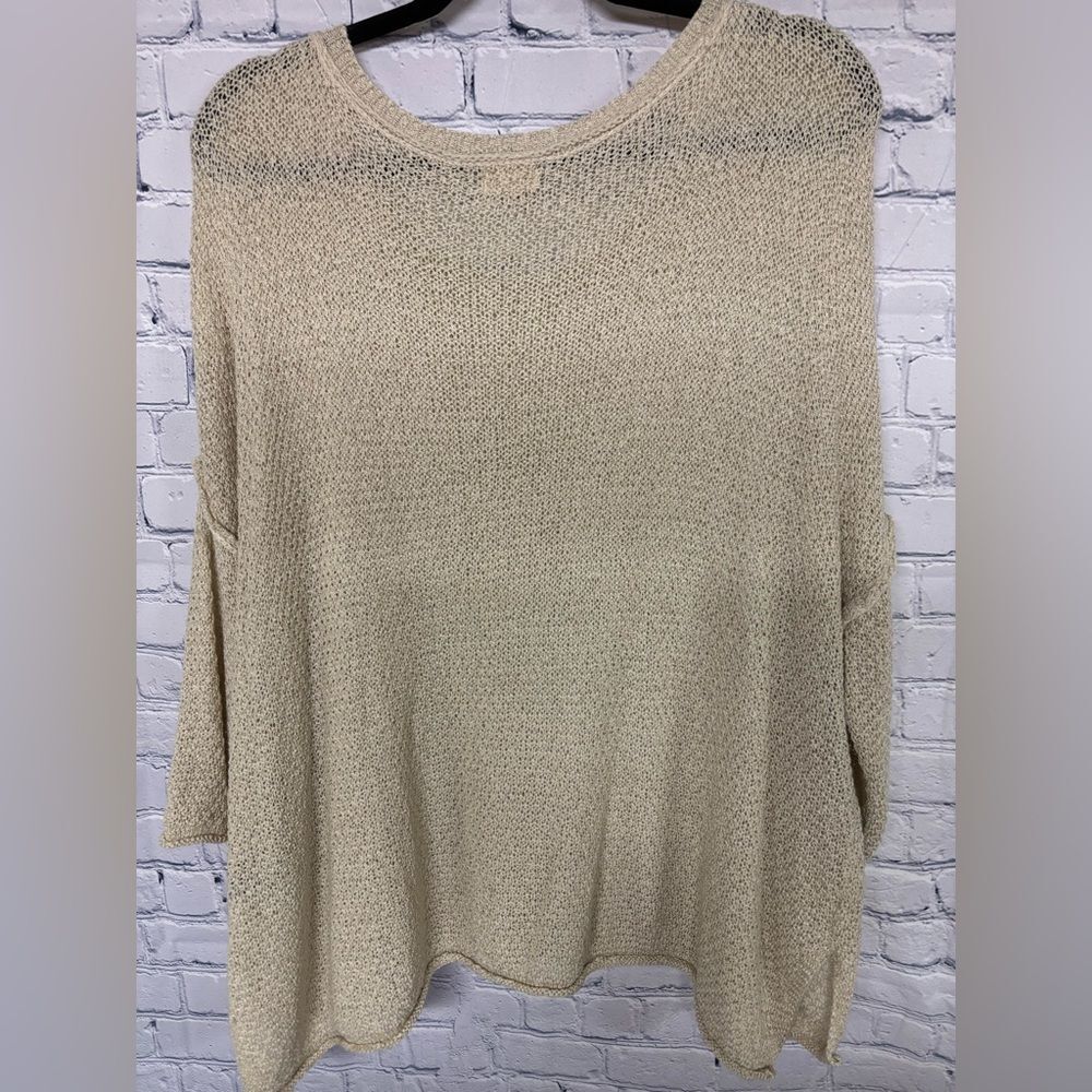 POL Oversize Open Knit Crochet Gone for Brunch Graphic Casual Comfy Sweater M - Picture 2 of 8